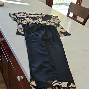 Black and Cream Women's Tropical Print Outfit